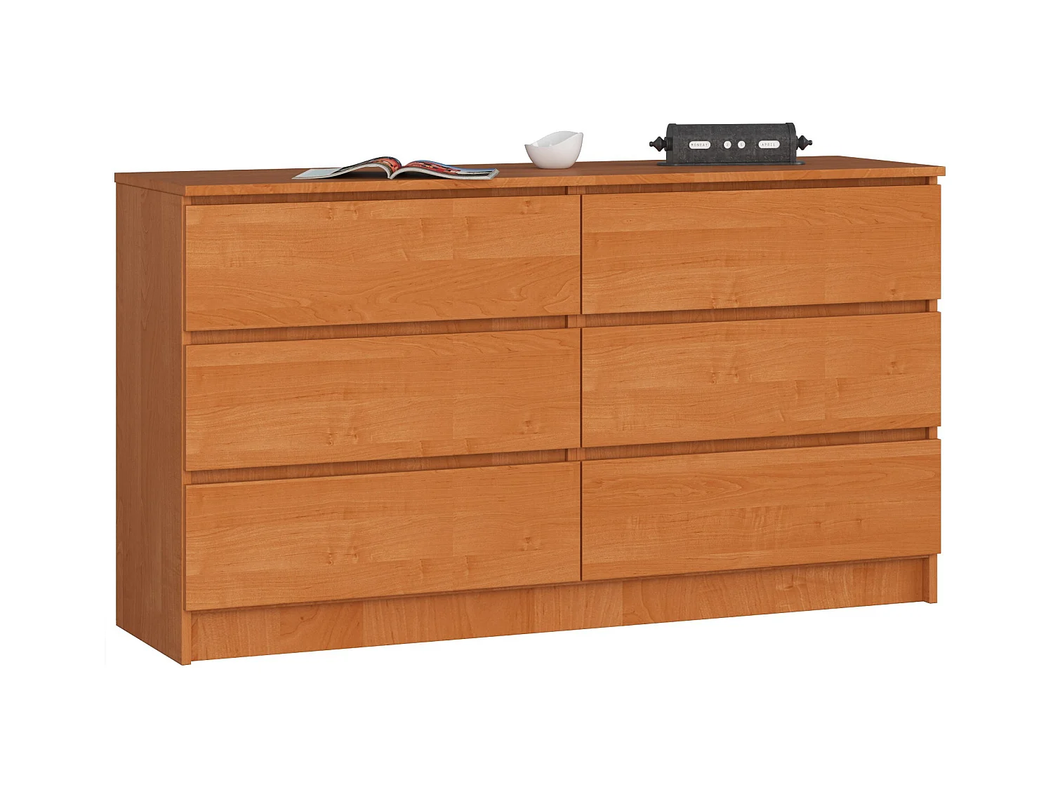 Commode AKORD K140 Aulne 138 cm 6 tiroirs façade Aulne 138x40x77 cm