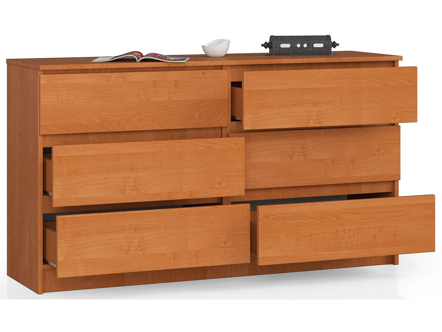 Kommode AKORD K140 Erle 138 cm 6 Schubladen B138 x H77 x T40 cm