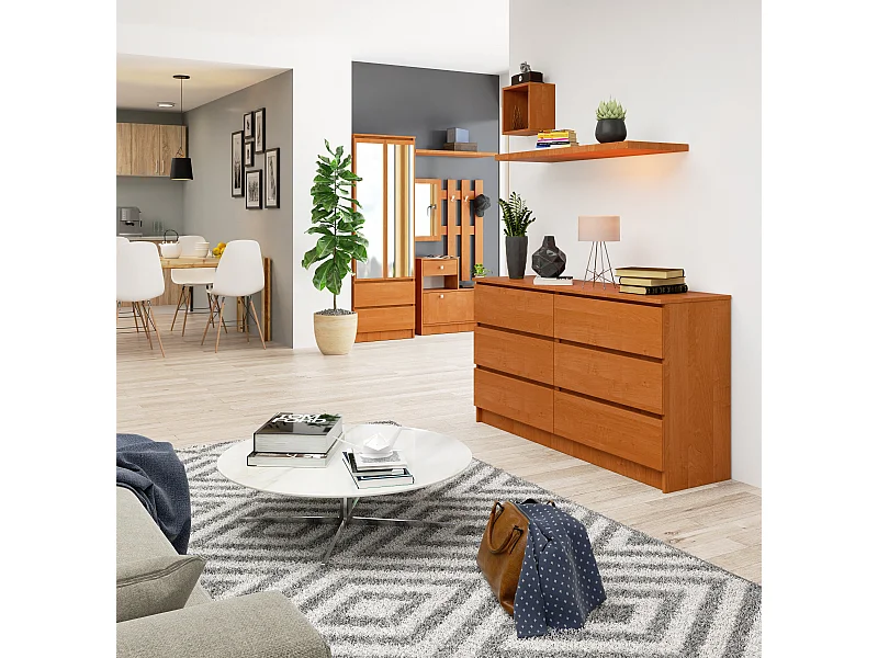 Komoda AKORD K140 Olcha 138 cm 6 szuflad kolor Olcha mat 138x40x77 cm