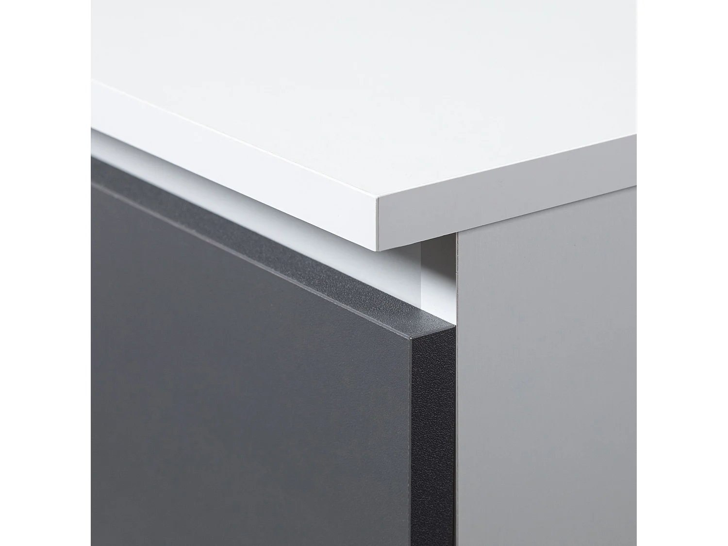 Cómoda AKORD K160 Blanco 160 cm 6 cajones frente en color Grafito Gris 160x40x77 cm