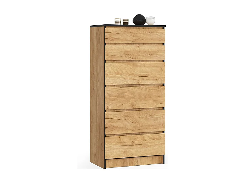 Kommode AKORD K60 Eiche Craft 60 cm 6 Schubladen B60 x H130 x T40 cm