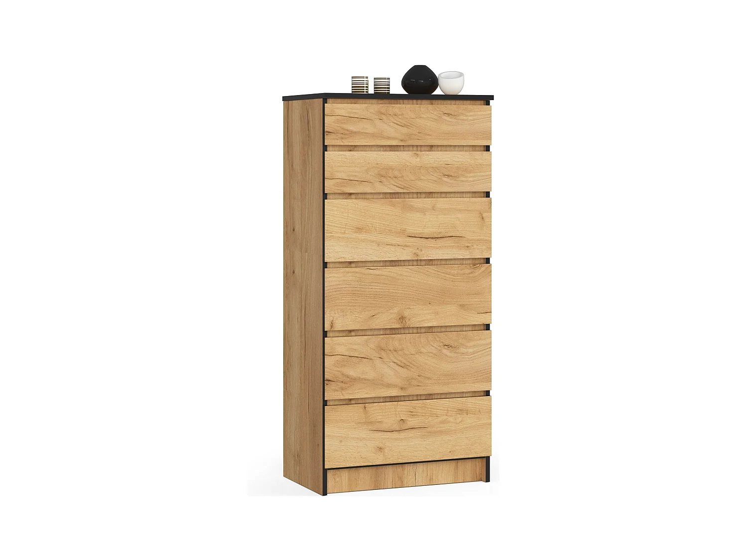 Commode AKORD K60 Chêne Craft 60 cm 6 tiroirs façade Chêne Craft 60x40x130 cm