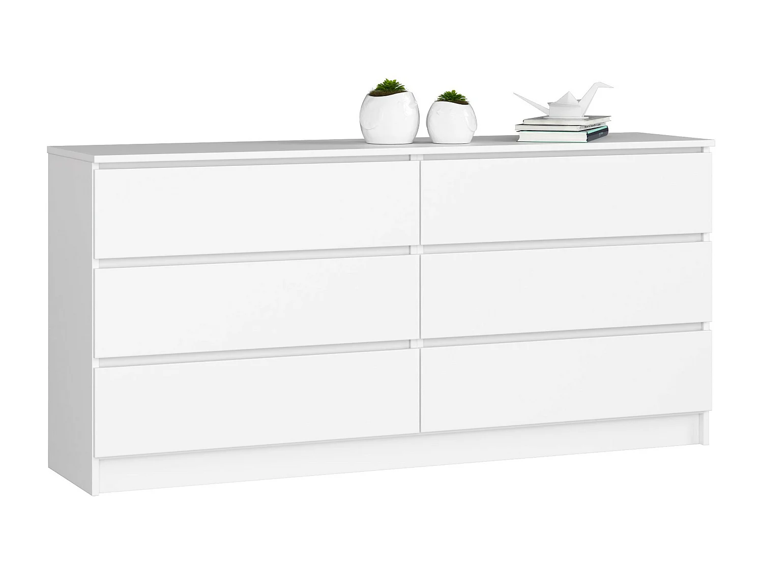 Witte Staande Kommode K160 met 6 Laden 160x77x40 cm - Mat Afwerking & ABS Randen