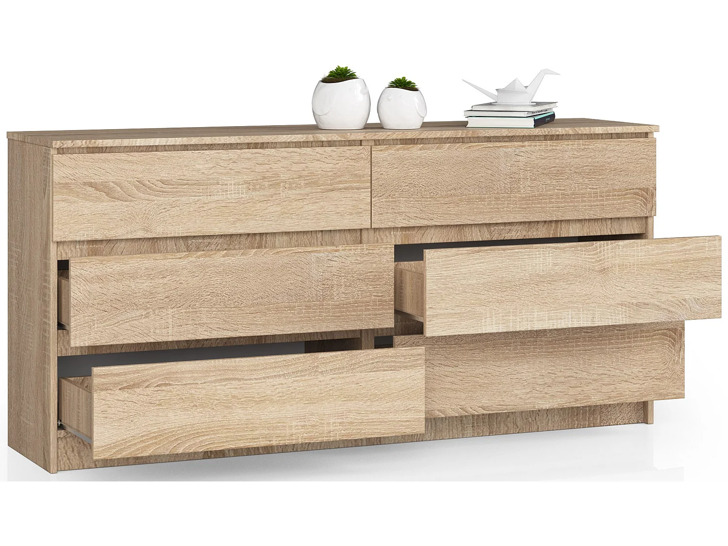 Kommode AKORD K160 Sonoma-Eiche 160 cm 6 Schubladen B160 x H77 x T40 cm
