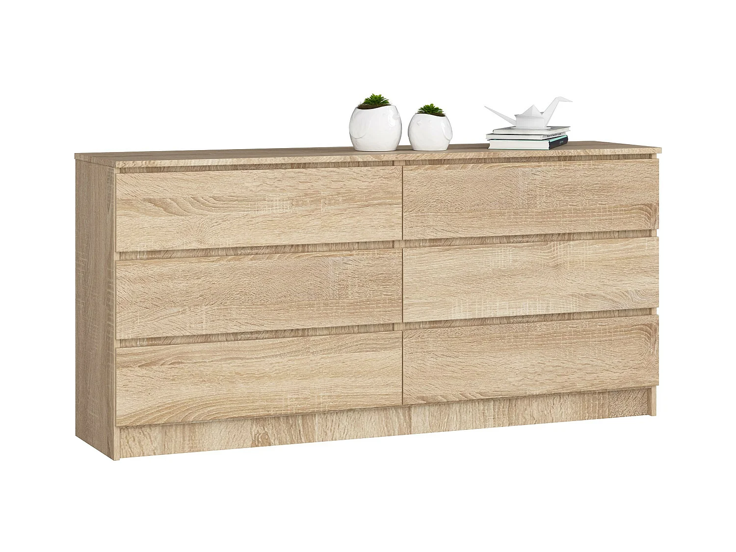 Grande Commode pour le salon AKORD K160 Chêne Sonoma 160 cm 6 tiroirs façade Chêne Sonoma 160x40x77 cm