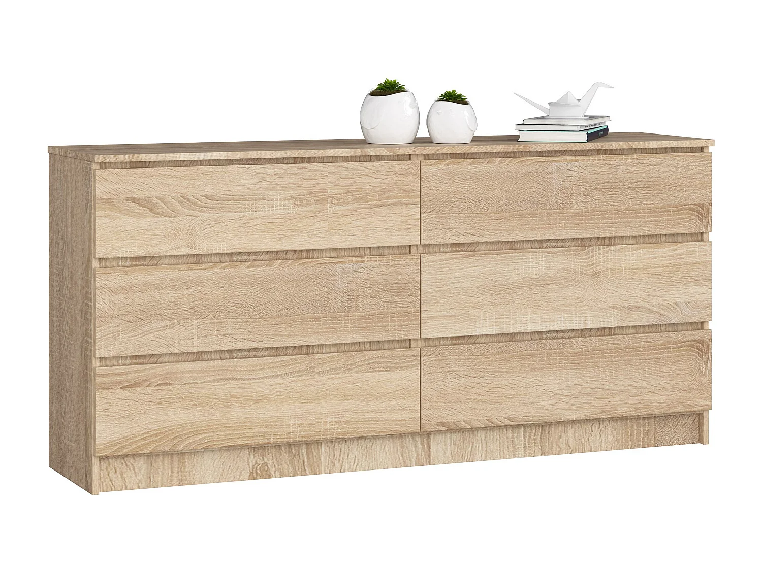 Grande Commode pour le salon AKORD K160 Chêne Sonoma 160 cm 6 tiroirs façade Chêne Sonoma 160x40x77 cm