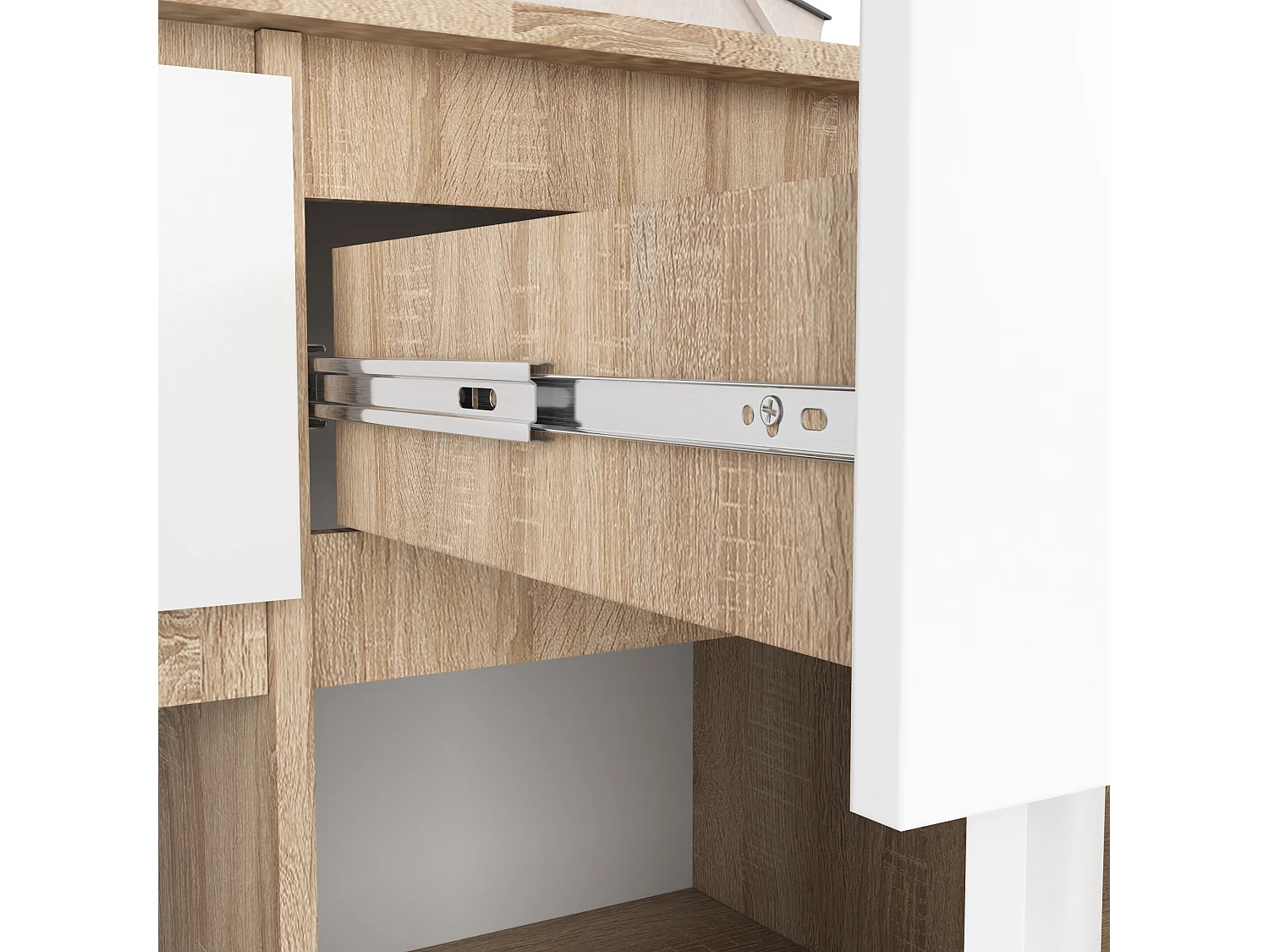 Ladekast K140 met 3 Lades en 3 Deuren / AKORD Furniture Factory / Sonoma Eik - Wit / 138 x 99 x 40 cm