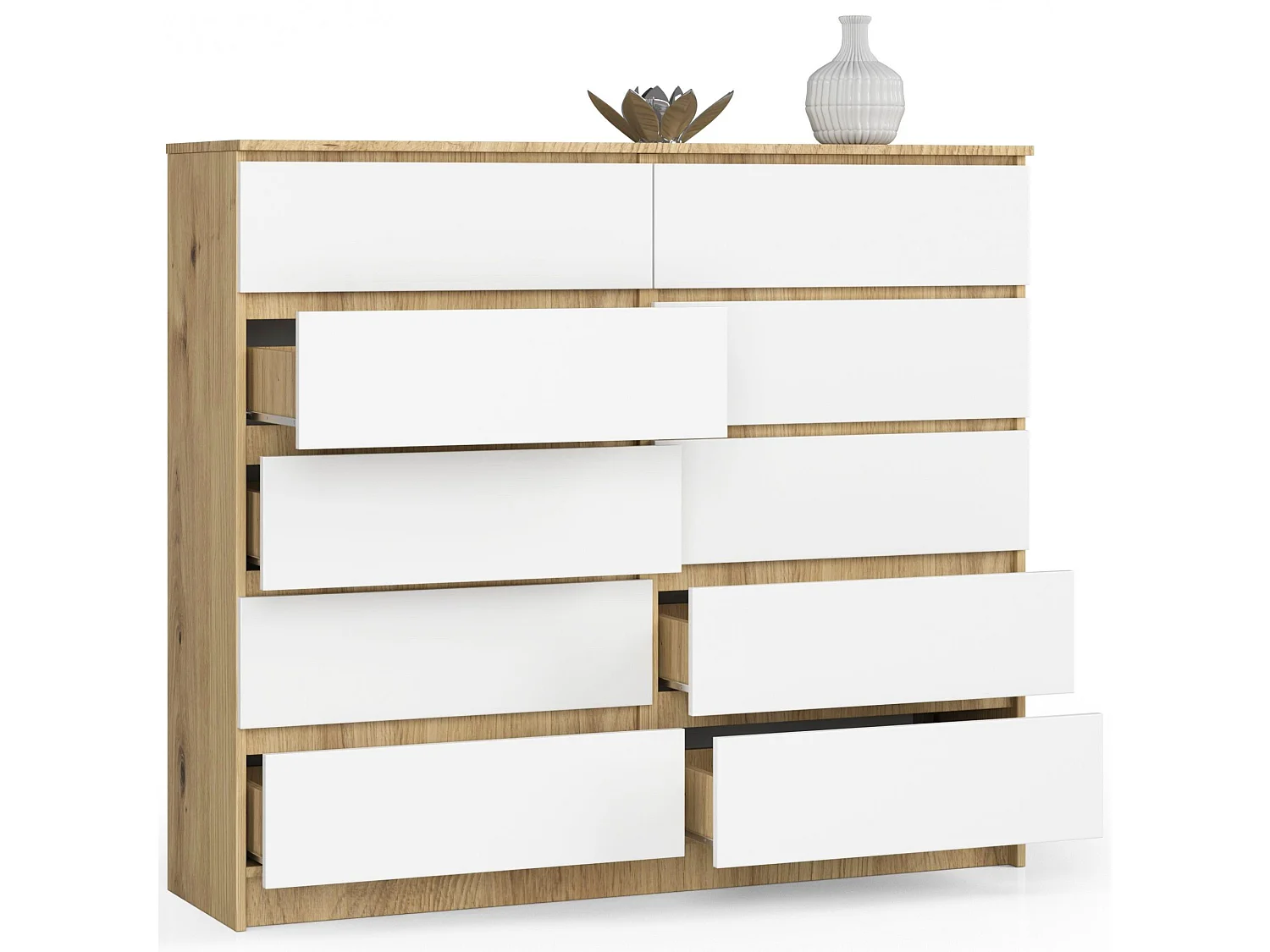 Ladenkast K140 10 Lades Dąb Artisan/Wit - Stijlvolle Opbergruimte