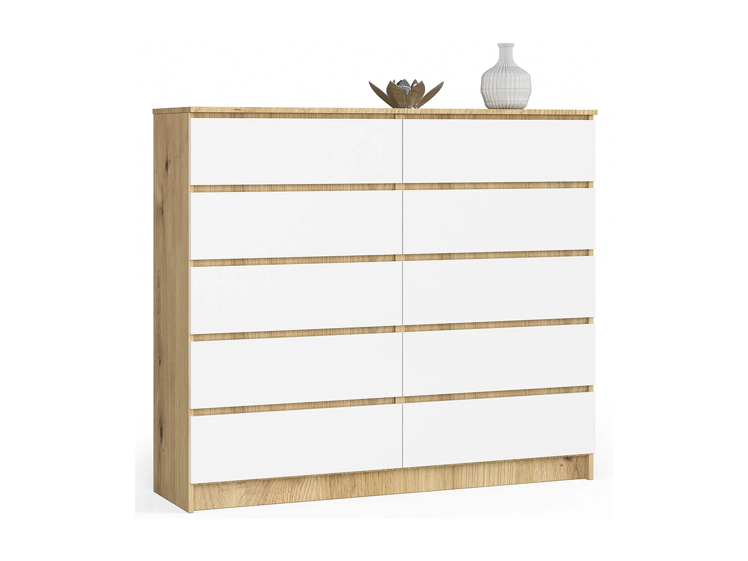 Ladekast K140 met 10 Lades / AKORD Furniture Factory / Artisan Eik - Wit / 138 x 121 x 40 cm