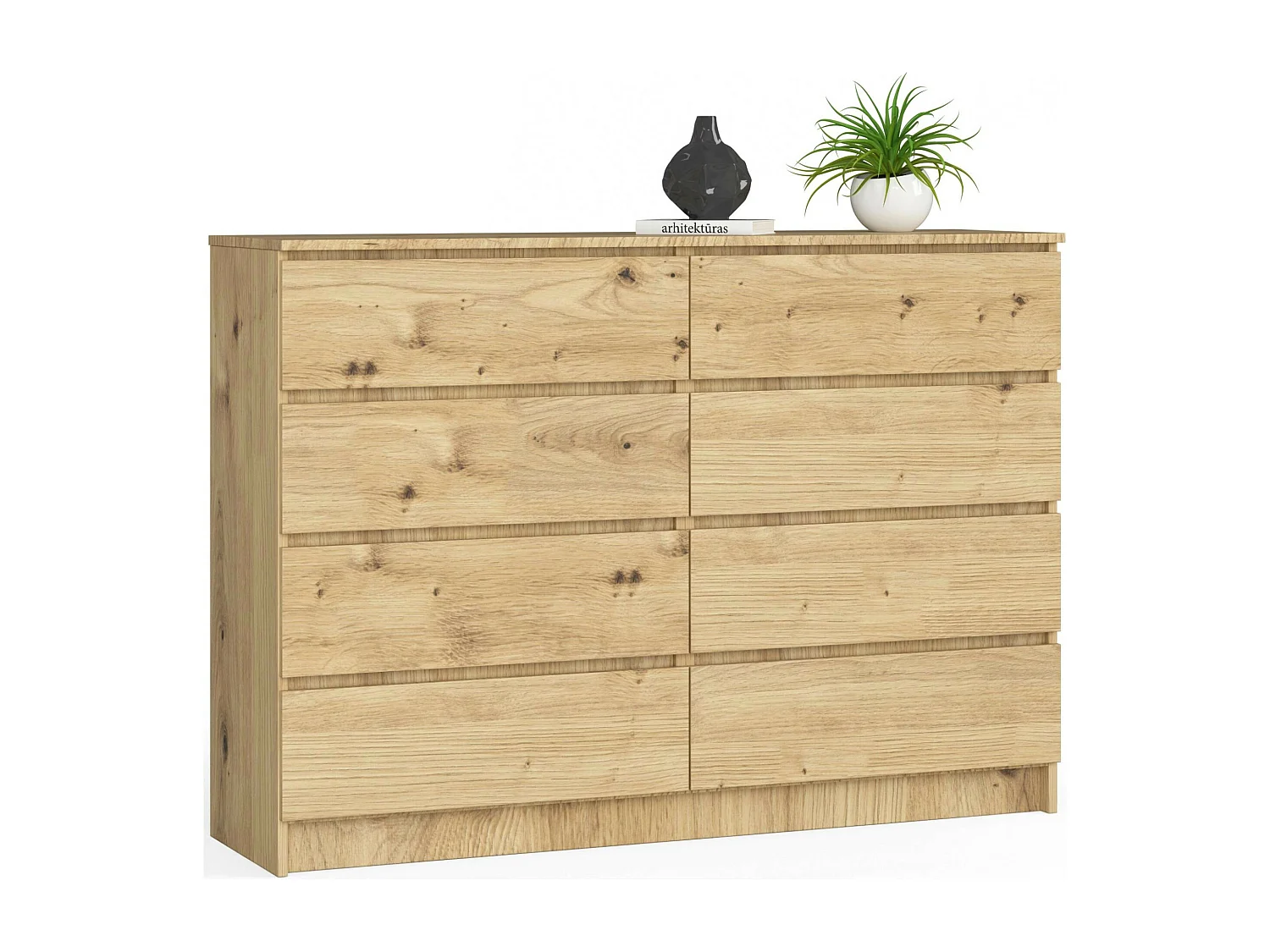 Kommode AKORD K140 Eiche Artisan 138 cm 8 Schubladen B138 x H99 x T40 cm