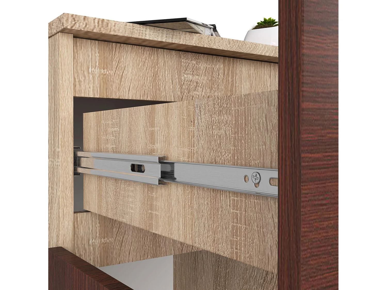 Kommode AKORD K80 Sonoma-Eiche 80 cm 2 Türen Schublade 4 Ebenen Front Wenge B80 x H99 x T40 cm