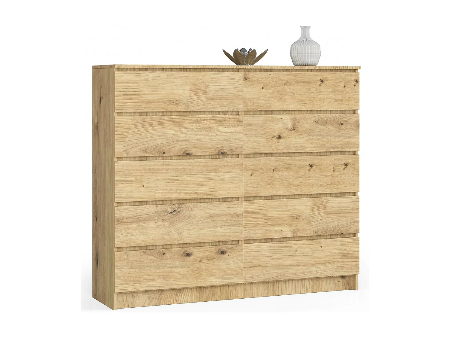 Commode AKORD K140 Chêne Artisan 138 cm 10 tiroirs façade Chêne Artisan 138x40x121 cm