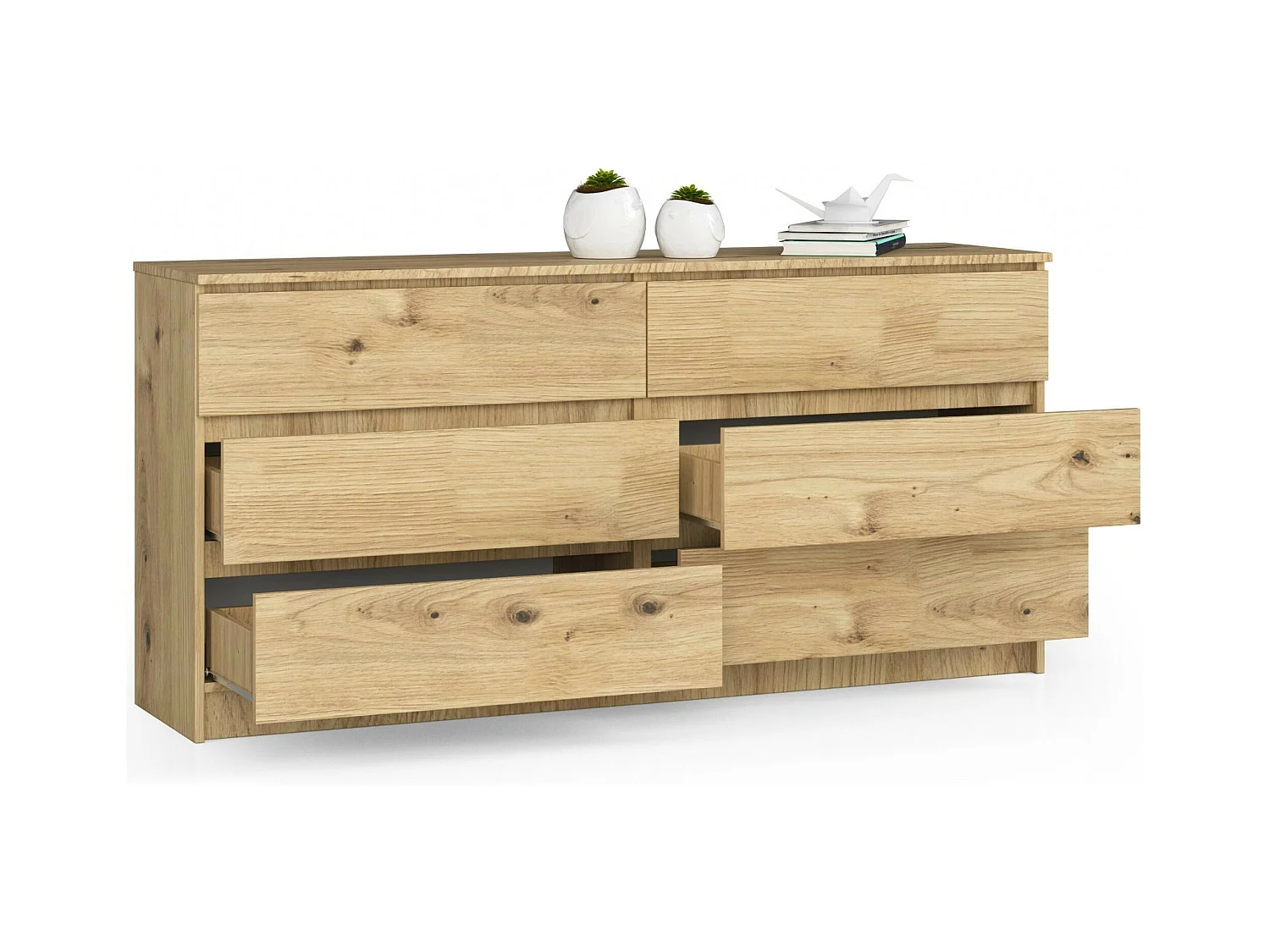 Kommode AKORD K160 Eiche Artisan 160 cm 6 Schubladen B160 x H77 x T40 cm