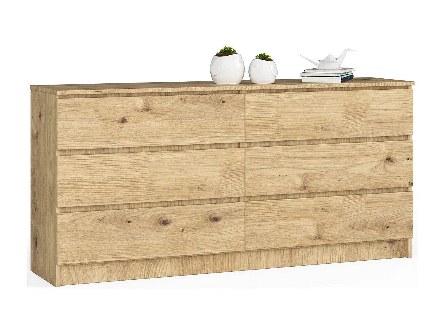 Grande Commode pour le salon AKORD K160 Chêne Artisan 160 cm 6 tiroirs façade Chêne Artisan 160x40x77 cm