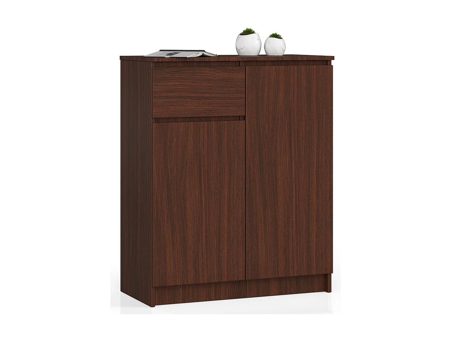 Commode AKORD K80 Wengé 80 cm 2 portes 1 tiroir façade Wengé 4 étagères 80x40x99 cm