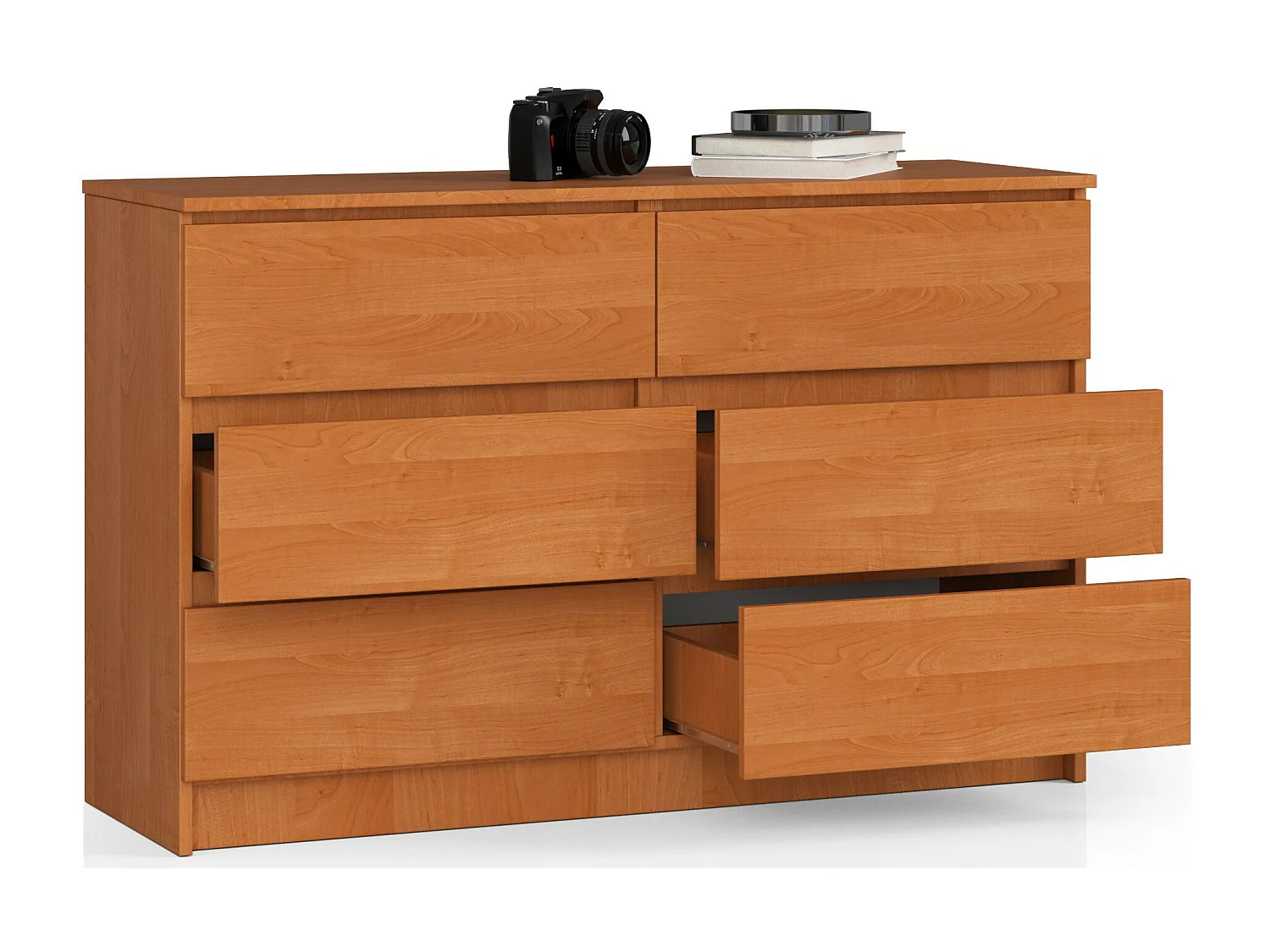 Olijfbomen houten ladekast K120 met 6 lades - Mat Afscherming, Zelfmontage