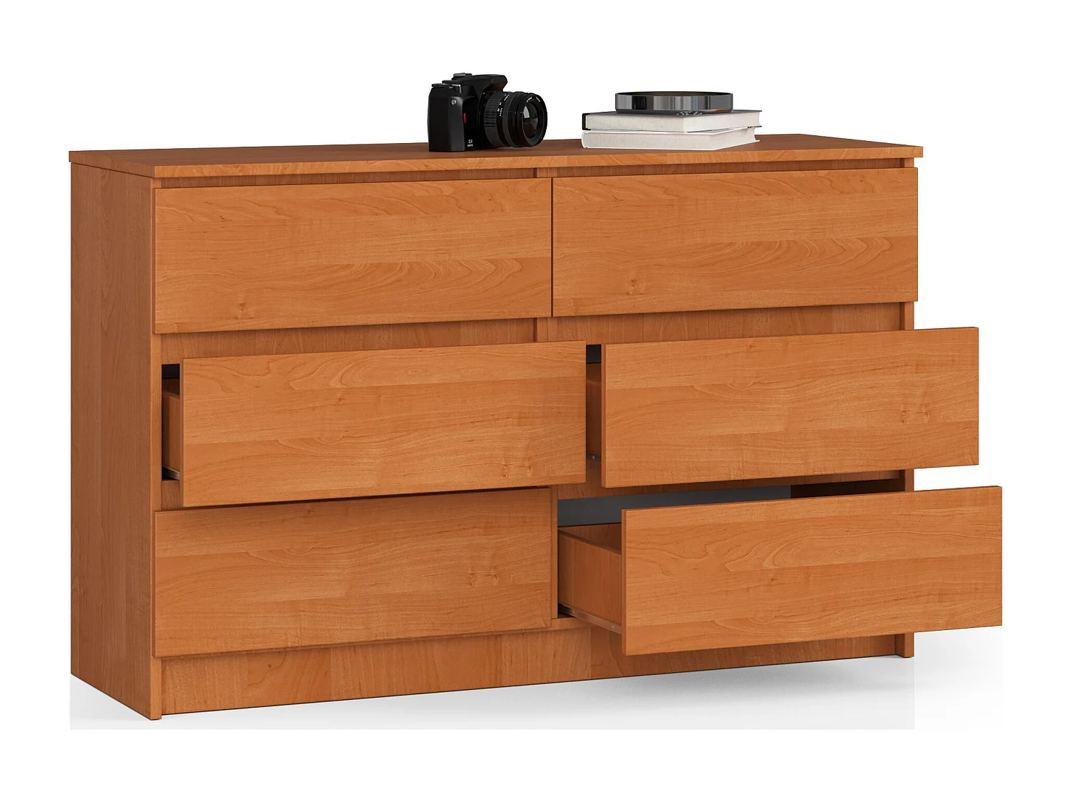 Commode AKORD K120 Aulne 120 cm 6 tiroirs façade Aulne 120x40x77 cm