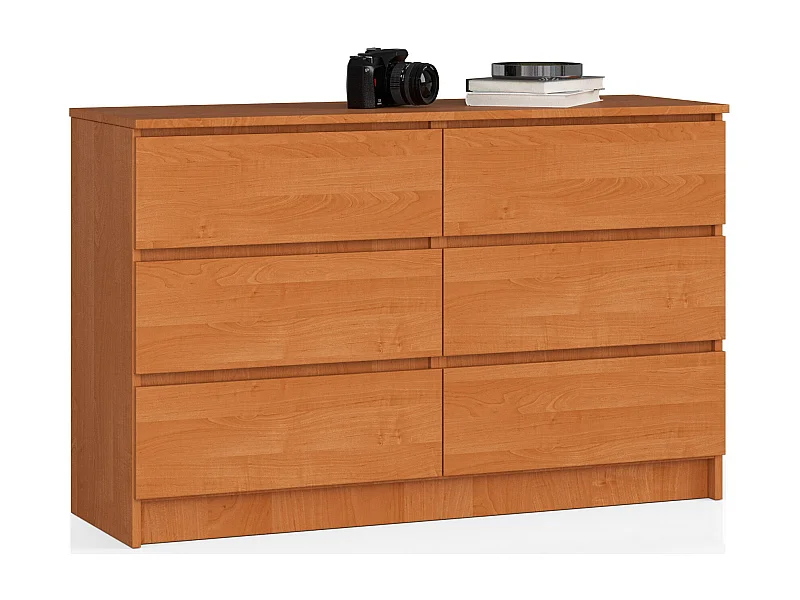 Commode AKORD K120 Aulne 120 cm 6 tiroirs façade Aulne 120x40x77 cm