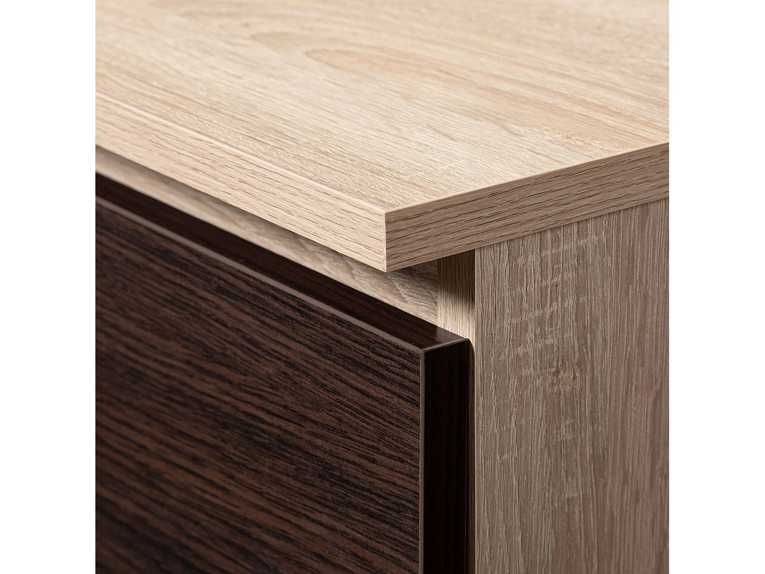 Moderne Dressoir K140 3D|3 Lades & Deuren | Mat Draaideur | Sonoma Eiken & Wenge | 138x99x40 cm