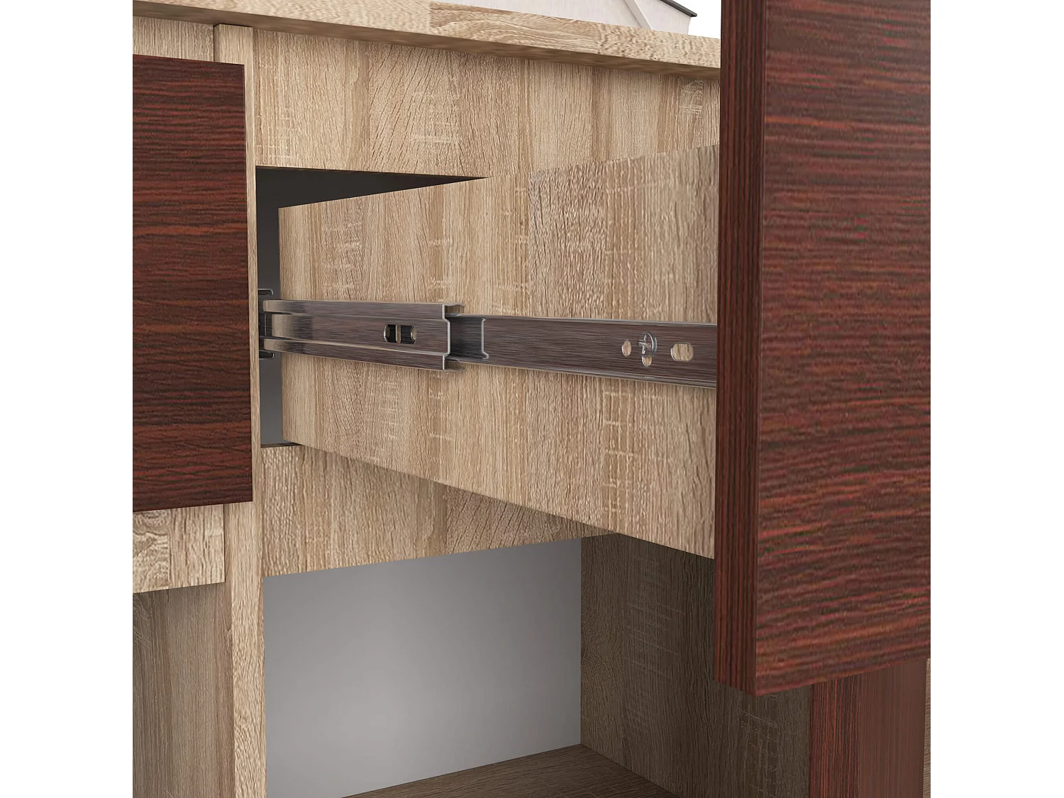 Moderne Dressoir K140 3D|3 Lades & Deuren | Mat Draaideur | Sonoma Eiken & Wenge | 138x99x40 cm