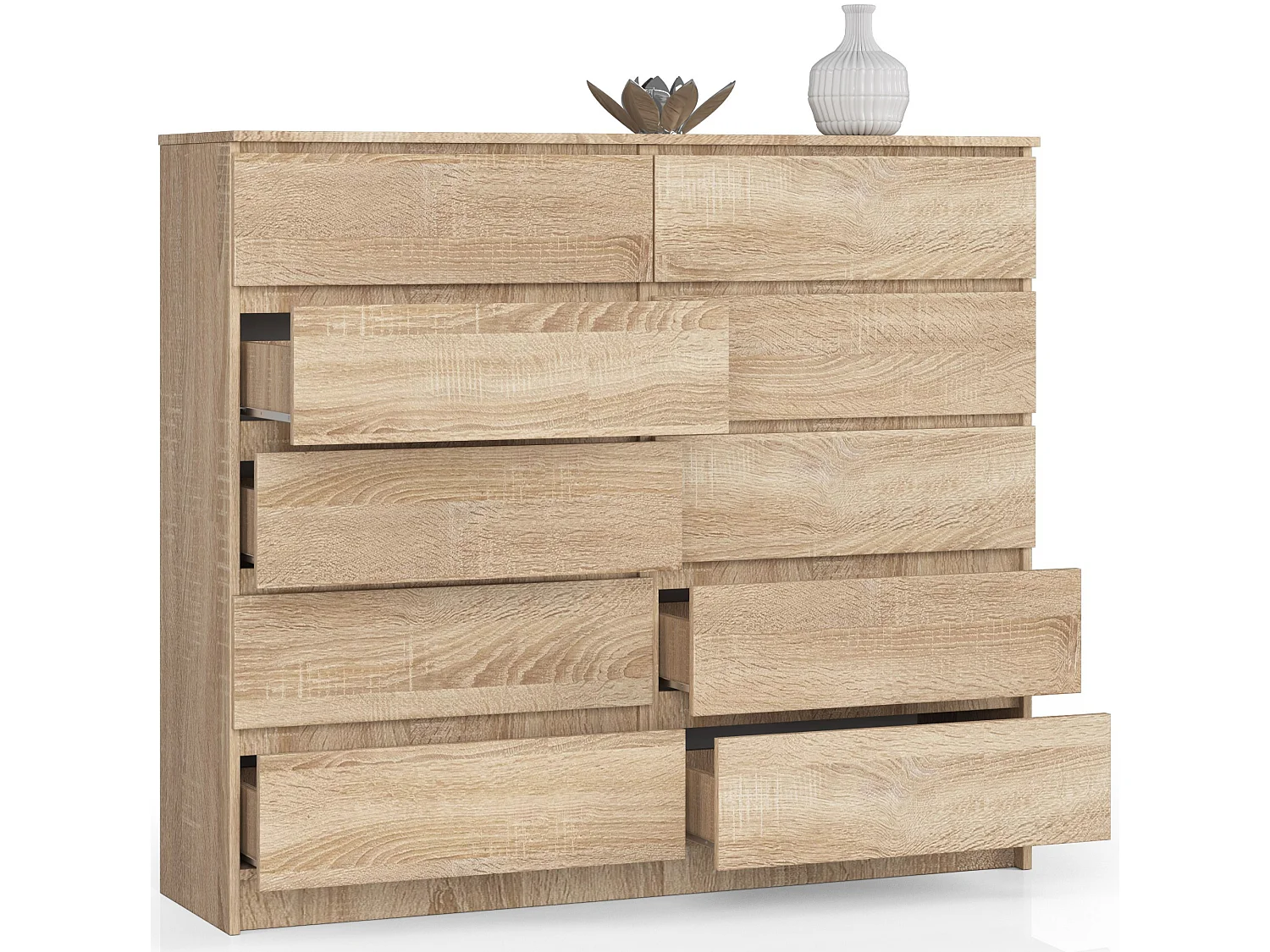 Commode AKORD K140 Chêne Sonoma 138 cm 10 tiroirs façade Chêne Sonoma 138x40x121 cm