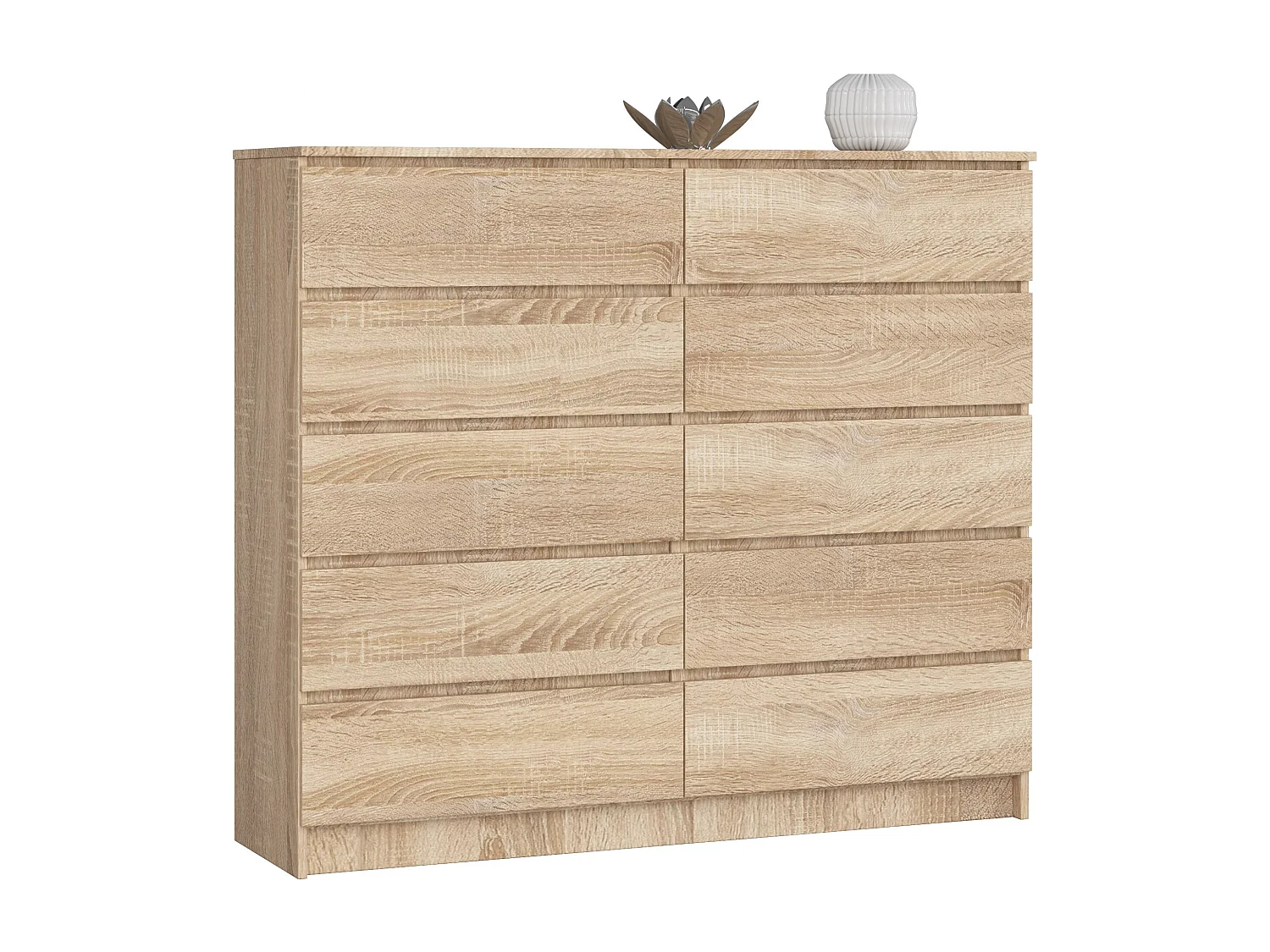 Commode AKORD K140 Chêne Sonoma 138 cm 10 tiroirs façade Chêne Sonoma 138x40x121 cm