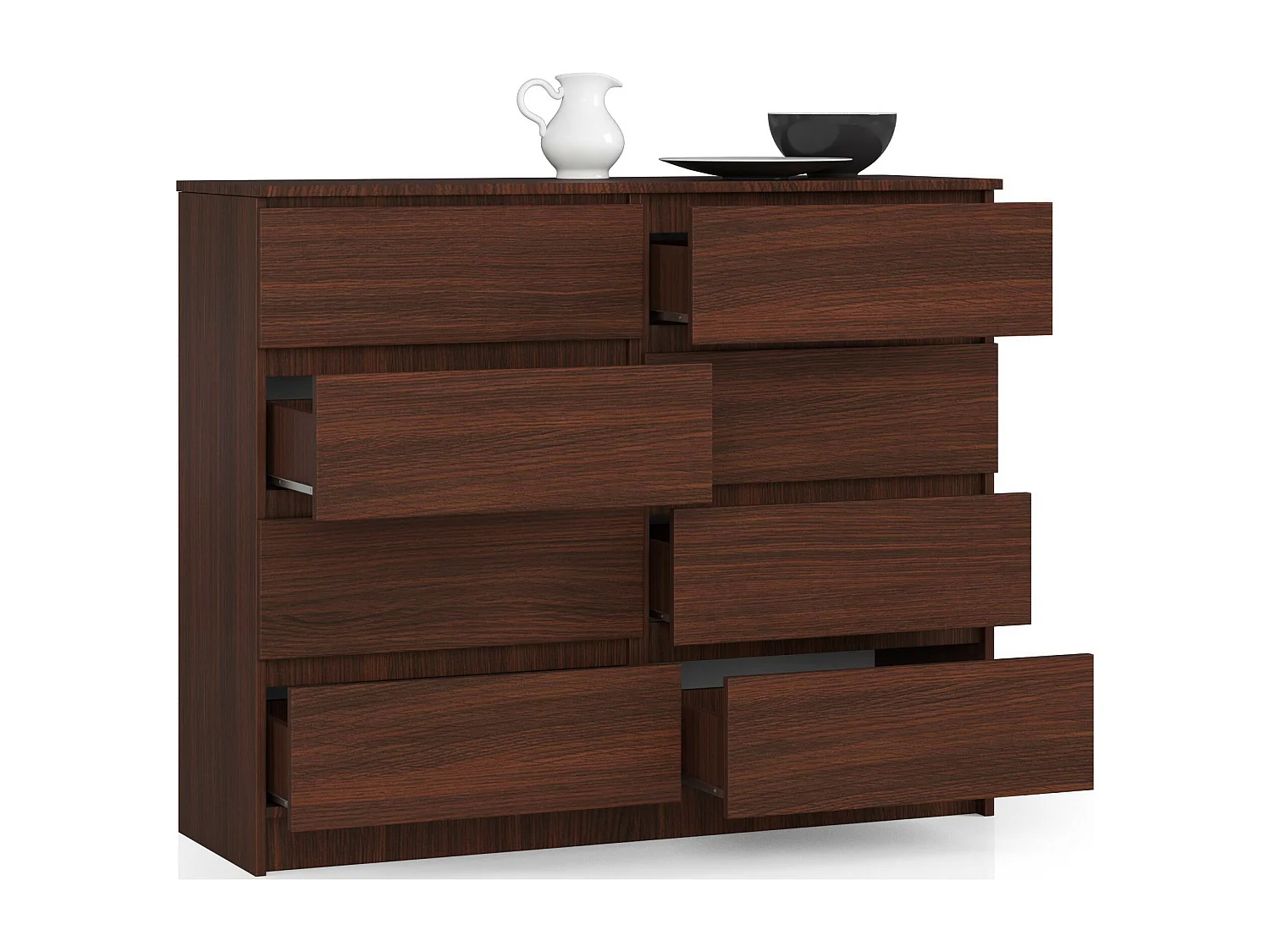 Commode AKORD K120 Wengé 120 cm 8 tiroirs façade Wengé 120x40x99 cm