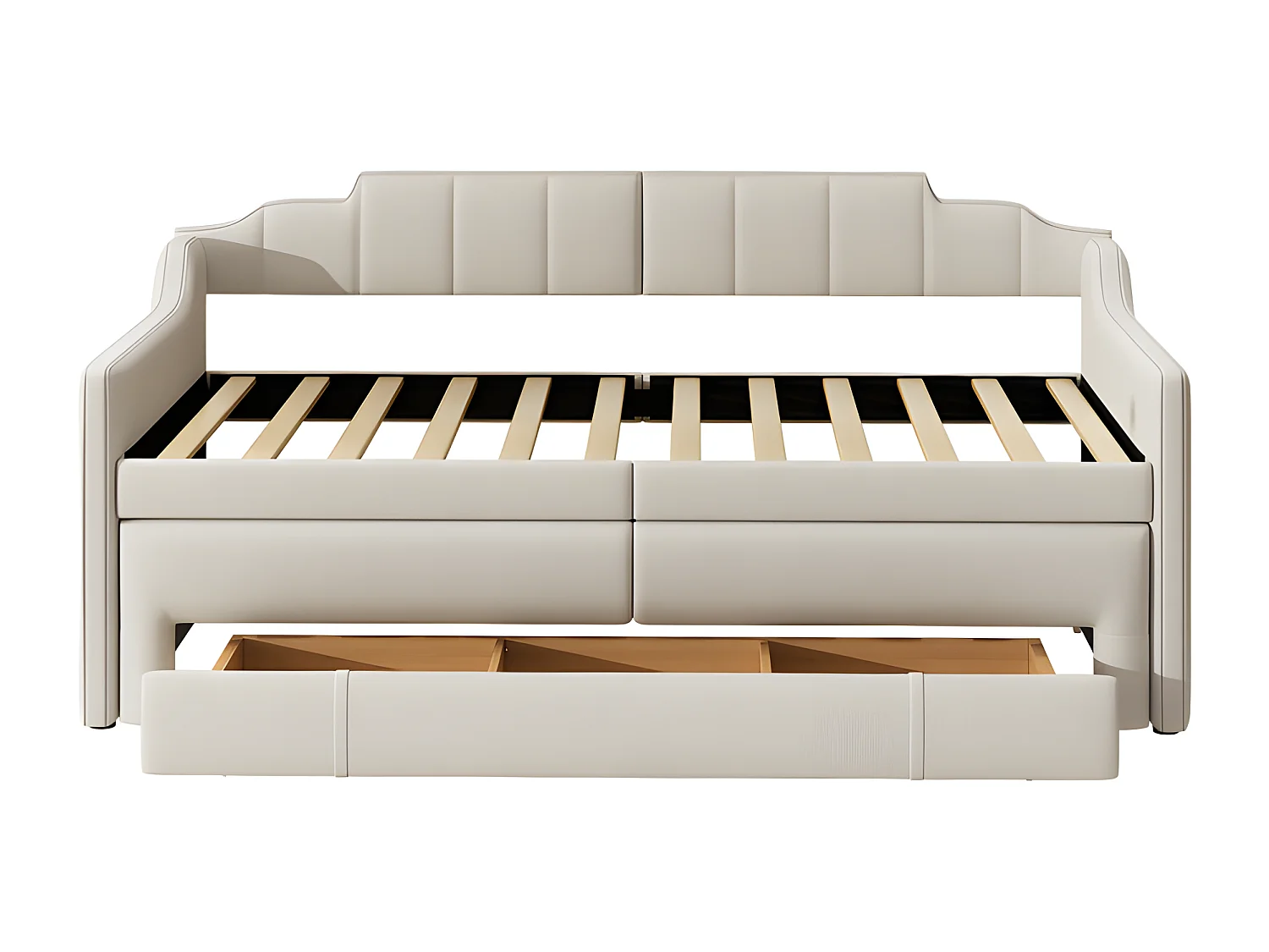 Slaapbank met laden bekleed met linnen - 90x200cm + 90x190cm - Beige