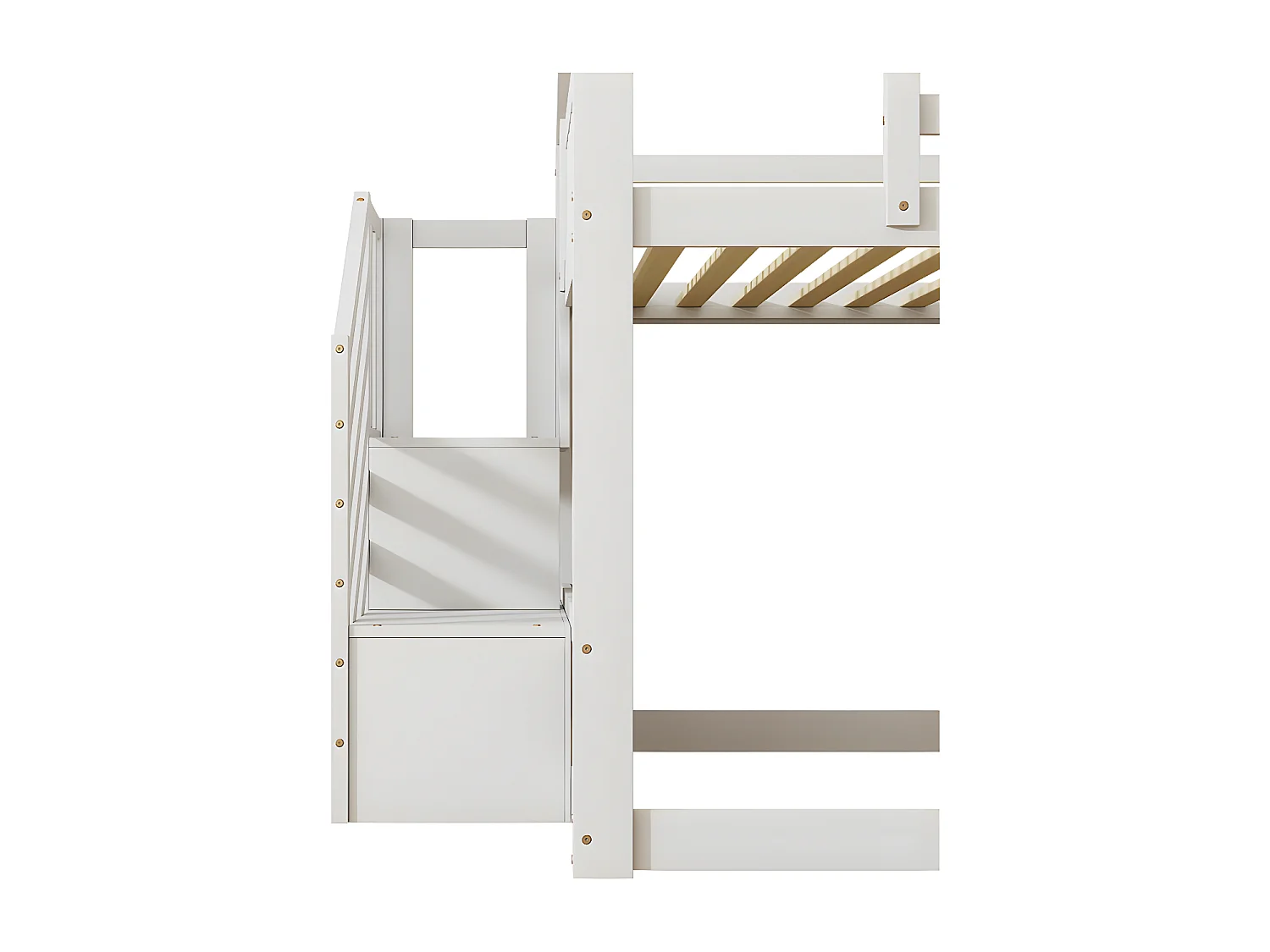 Stapelbed voor kinderen 140x200cm - met opbergtrap en glijbaan - Wit