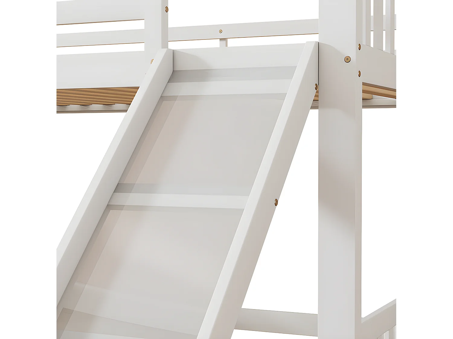 Stapelbed voor kinderen 140x200cm - met opbergtrap en glijbaan - Wit