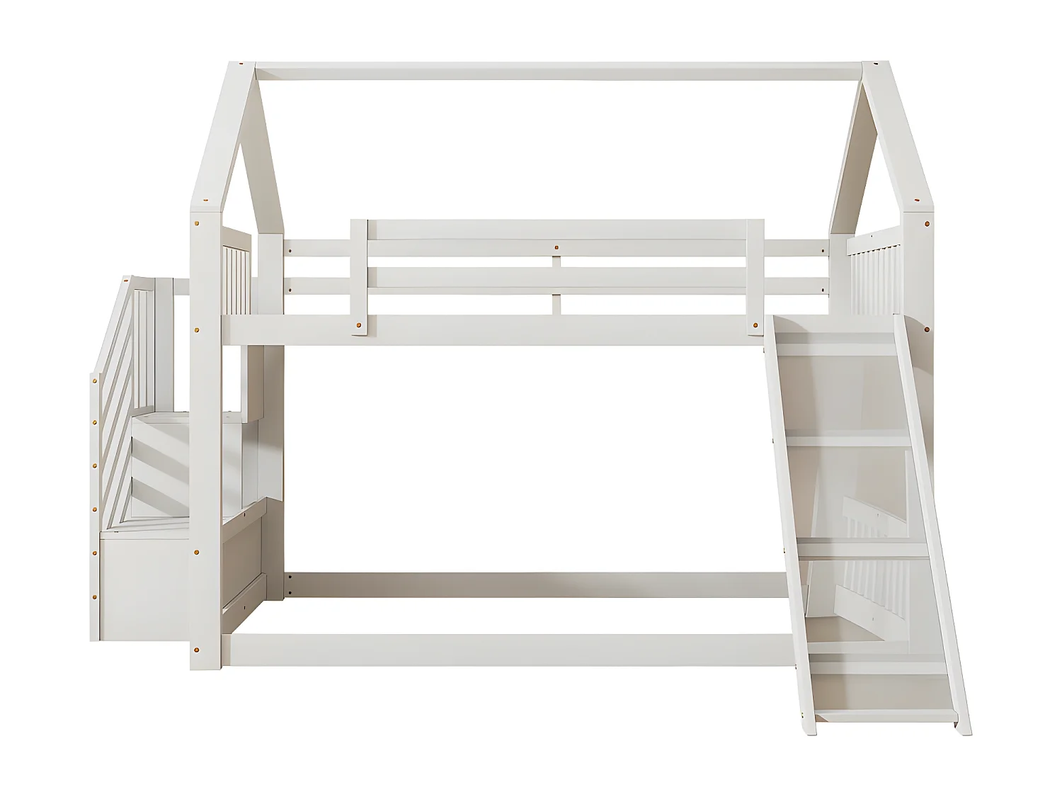 Stapelbed voor kinderen 140x200cm - met opbergtrap en glijbaan - Wit