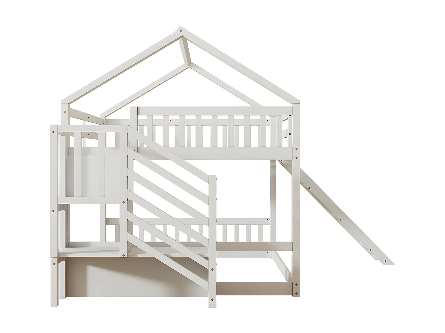 Stapelbed voor kinderen 140x200cm - met opbergtrap en glijbaan - Wit
