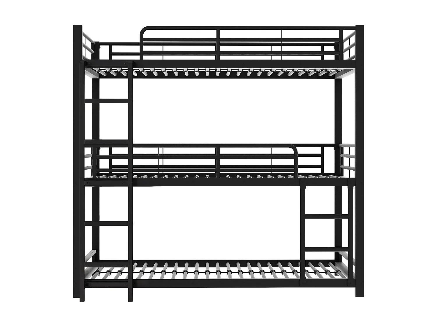 Driedubbel stapelbed - 3x90x200cm - ijzeren frame - Zwart