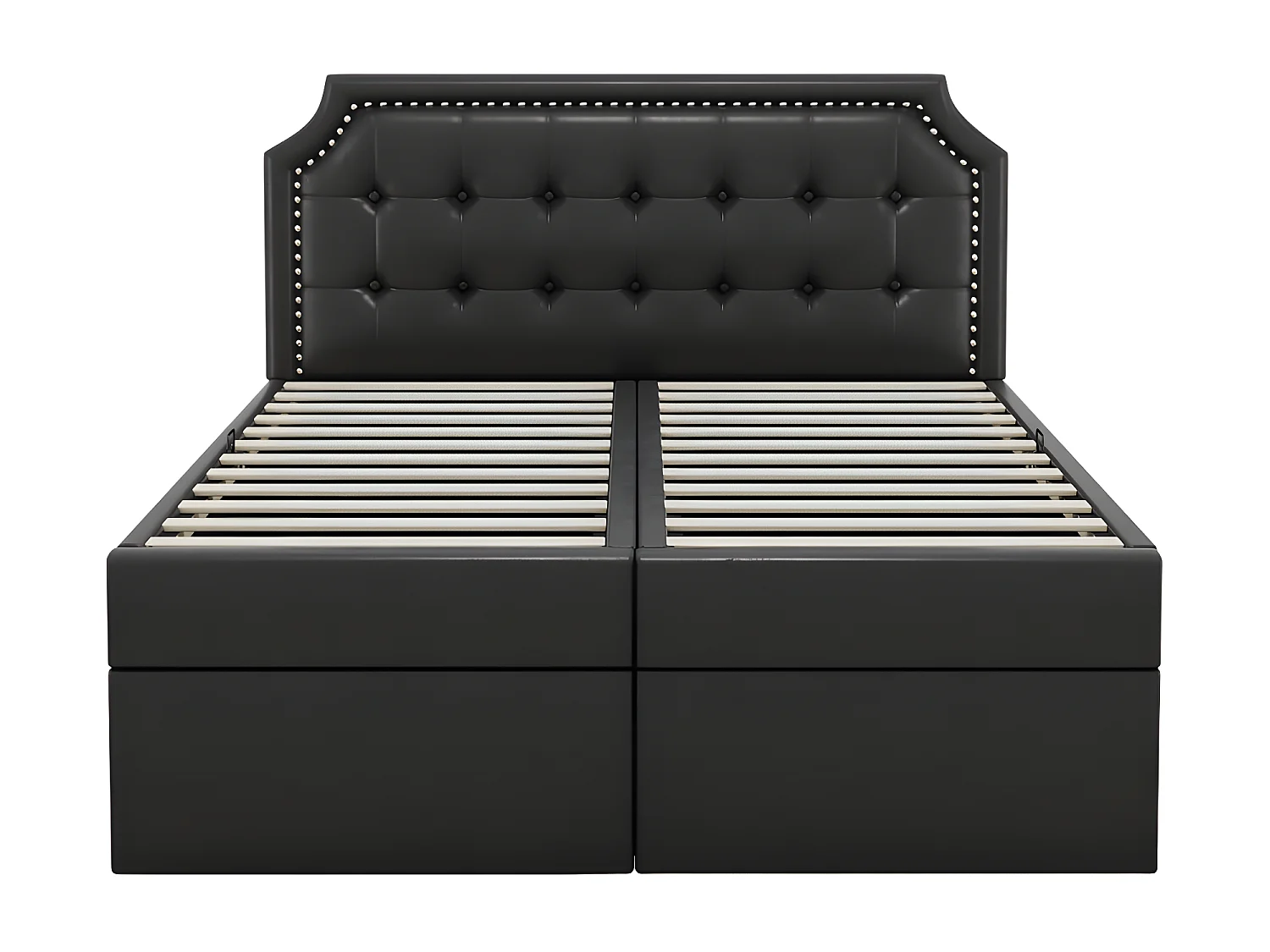 Cama contenedor 140x200cm acolchada en símil piel - abierta por ambos lados - Negro