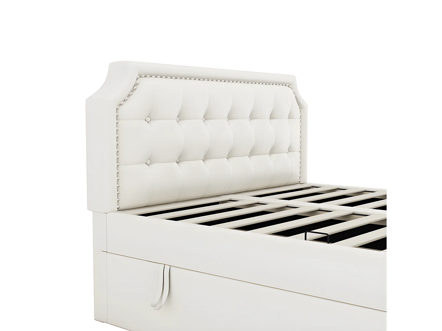 Opbergbed 140x200cm bekleed met kunstleer - aan beide zijden open - Wit