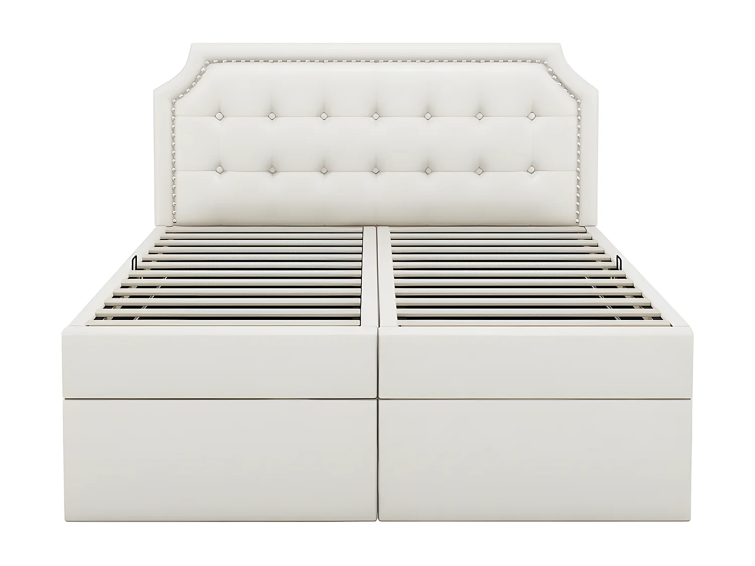 Opbergbed 140x200cm bekleed met kunstleer - aan beide zijden open - Wit