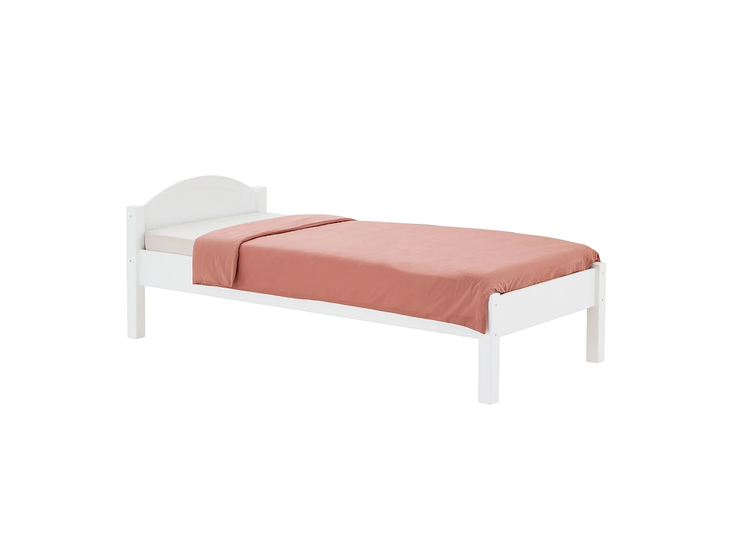 Lit simple 90x200 cm en bois massif blanc SORAJA, lit 1 place pour enfant ou adulte