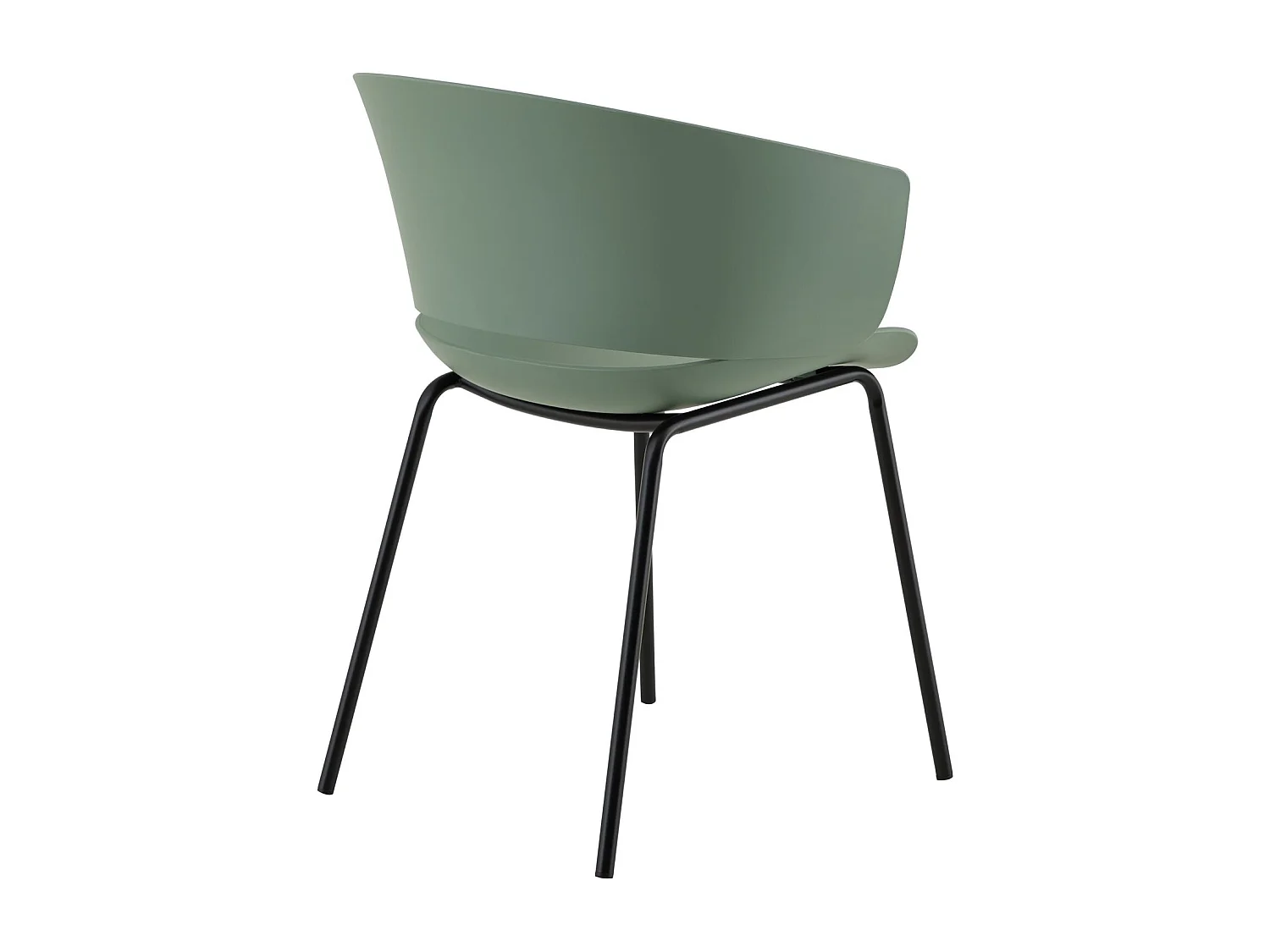 Lot de 4 chaises de jardin NIVEL fauteuil d'extérieur en plastique vert résistant aux UV et pieds en métal noir