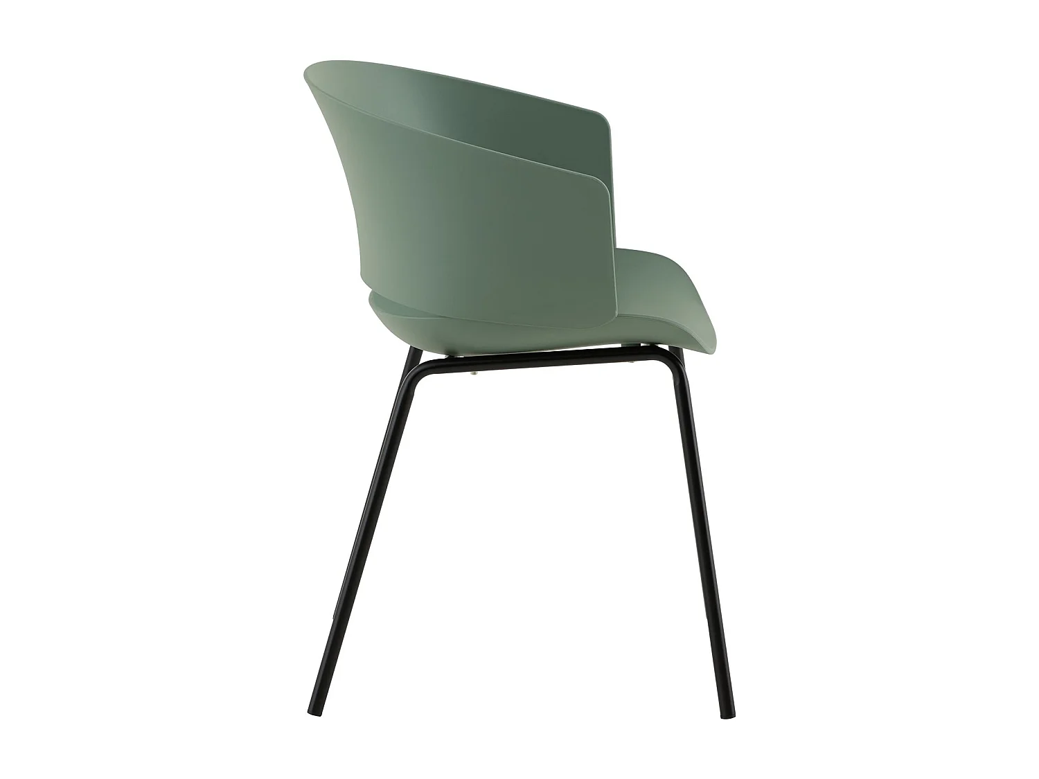 Lot de 4 chaises de jardin NIVEL fauteuil d'extérieur en plastique vert résistant aux UV et pieds en métal noir