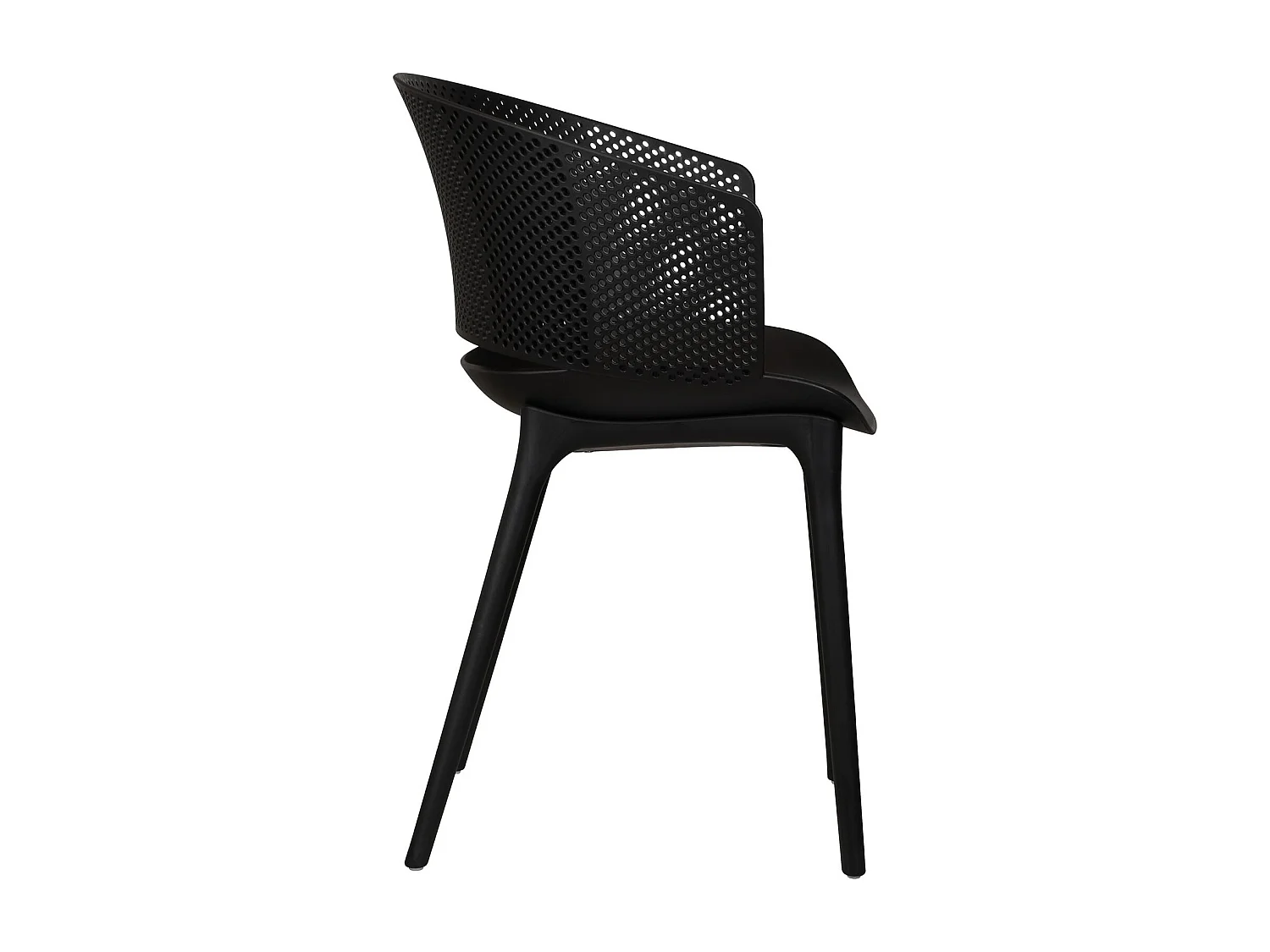 Lot de 4 chaises de jardin OLINDO noir, chaise d'extérieur pour terrasse avec protection anti-UV