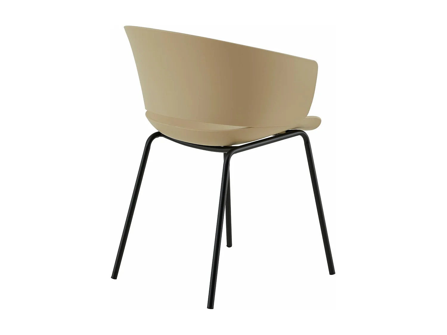 Lot de 4 chaises de jardin NIVEL fauteuil d'extérieur en plastique beige résistant aux UV et pieds en métal noir