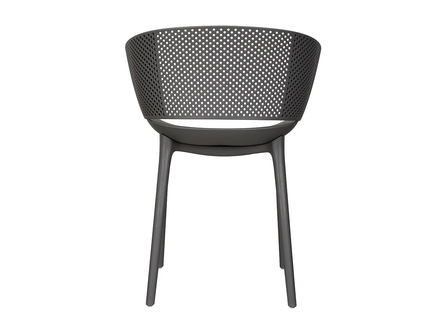 Lot de 4 chaises de jardin OLINDO en plastique gris, chaise d'extérieur pour terrasse avec protection anti-UV