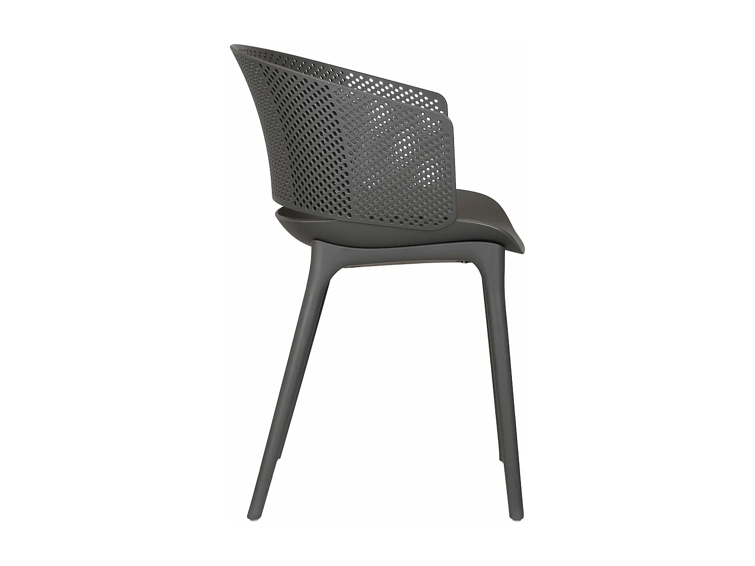 Lot de 4 chaises de jardin OLINDO en plastique gris, chaise d'extérieur pour terrasse avec protection anti-UV