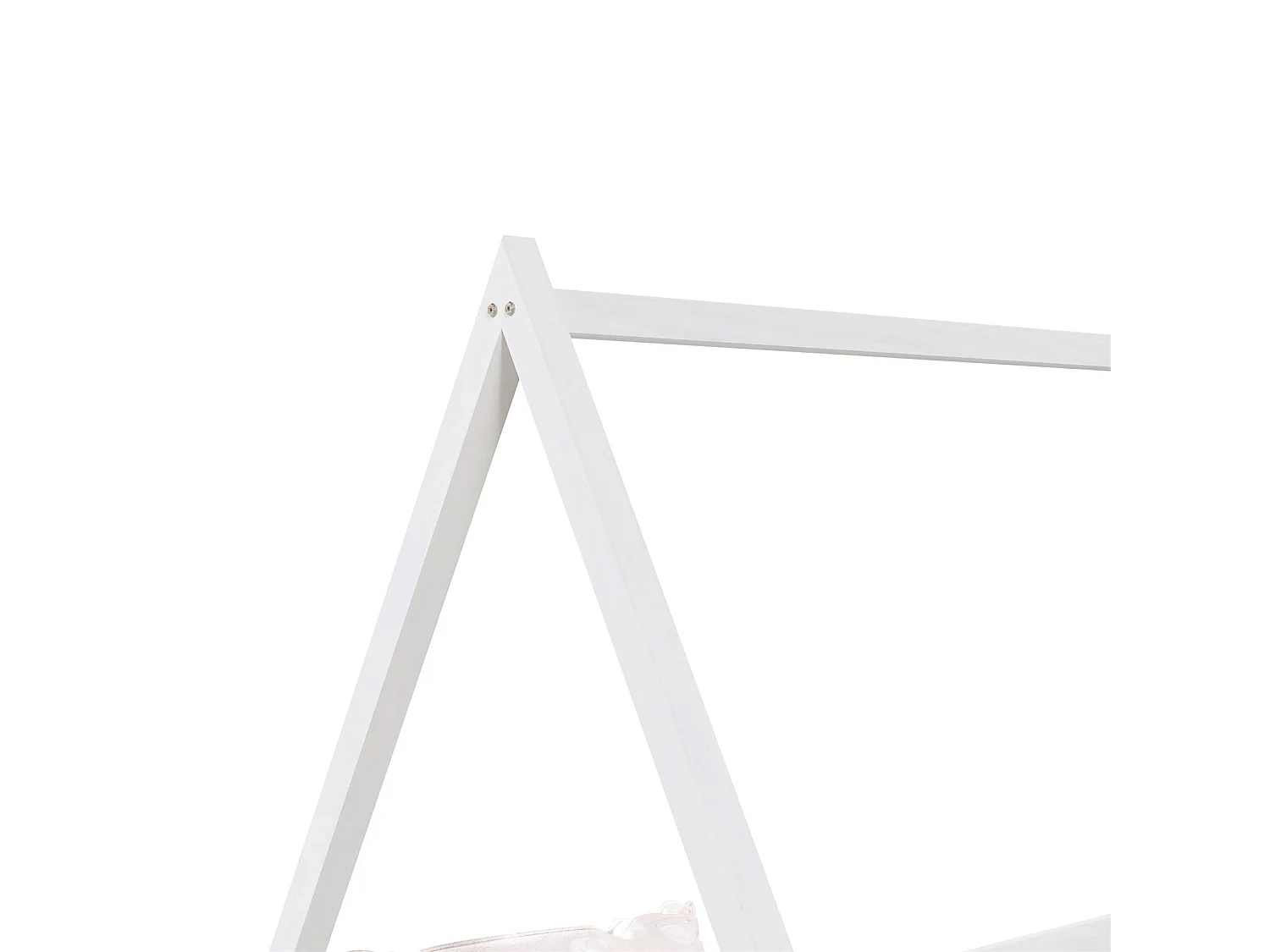 Lit cabane SILA 90x200 cm, lit simple enfant 1 place type Montessori, en pin massif blanc