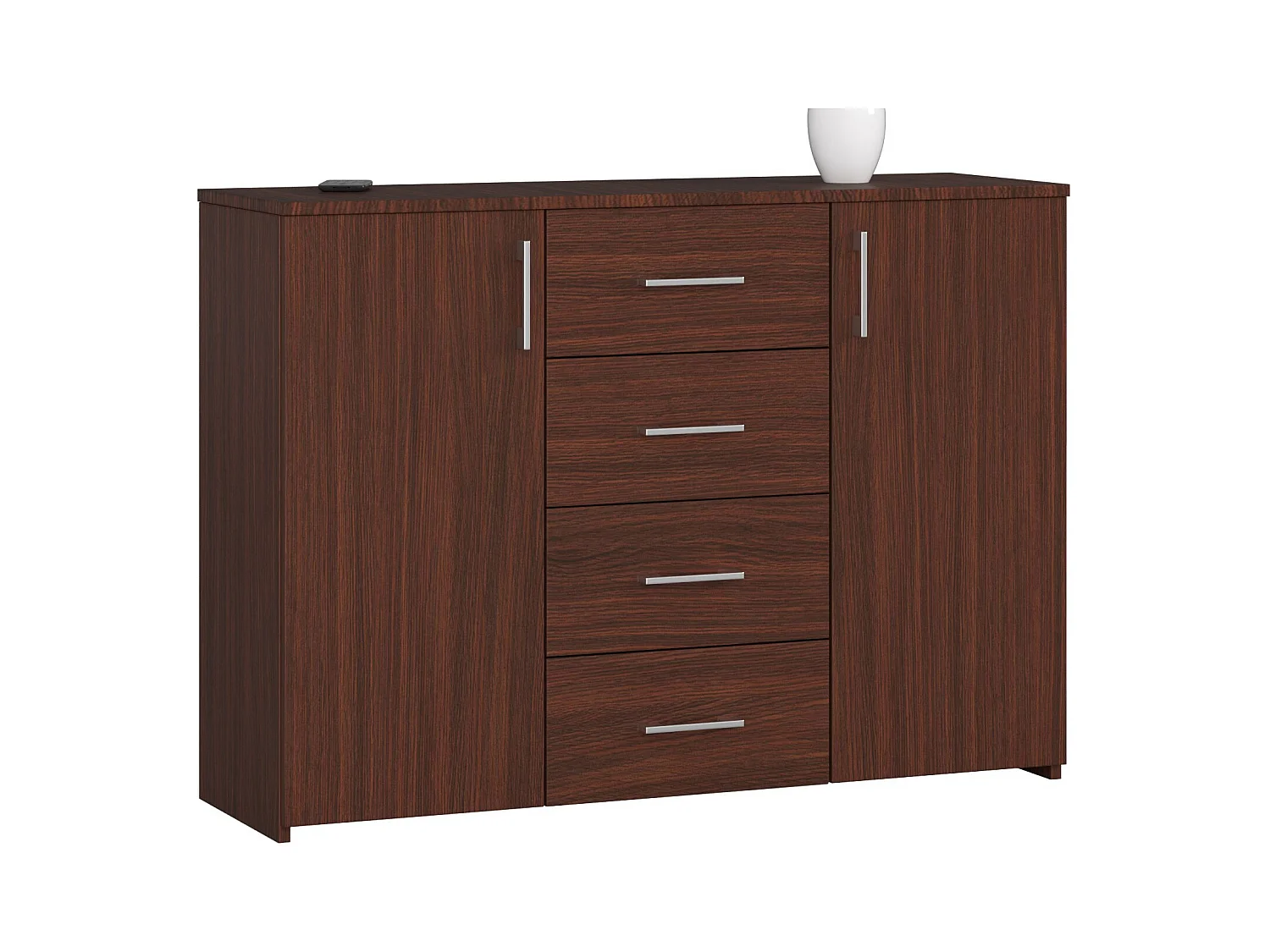 Commode AKORD K45 Wengé 110 cm 2 portes 4 tiroirs façade Wengé 4 étagères 110x35x80 cm