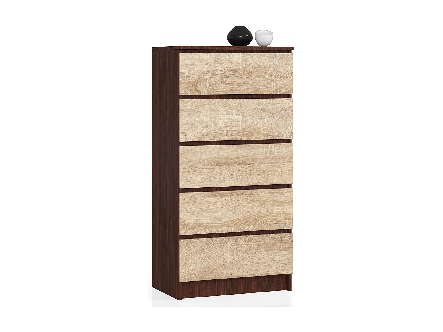 Commode AKORD K60 Wengé 60 cm 5 tiroirs façade Chêne Sonoma 60x40x121 cm