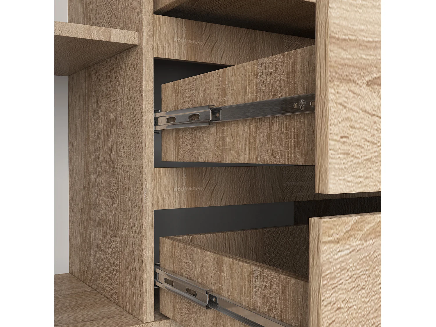 Kommode AKORD K160 Sonoma-Eiche 160 cm 2 Türen 4 Schubladen 4 Ebenen B160 x H99 x T40 cm