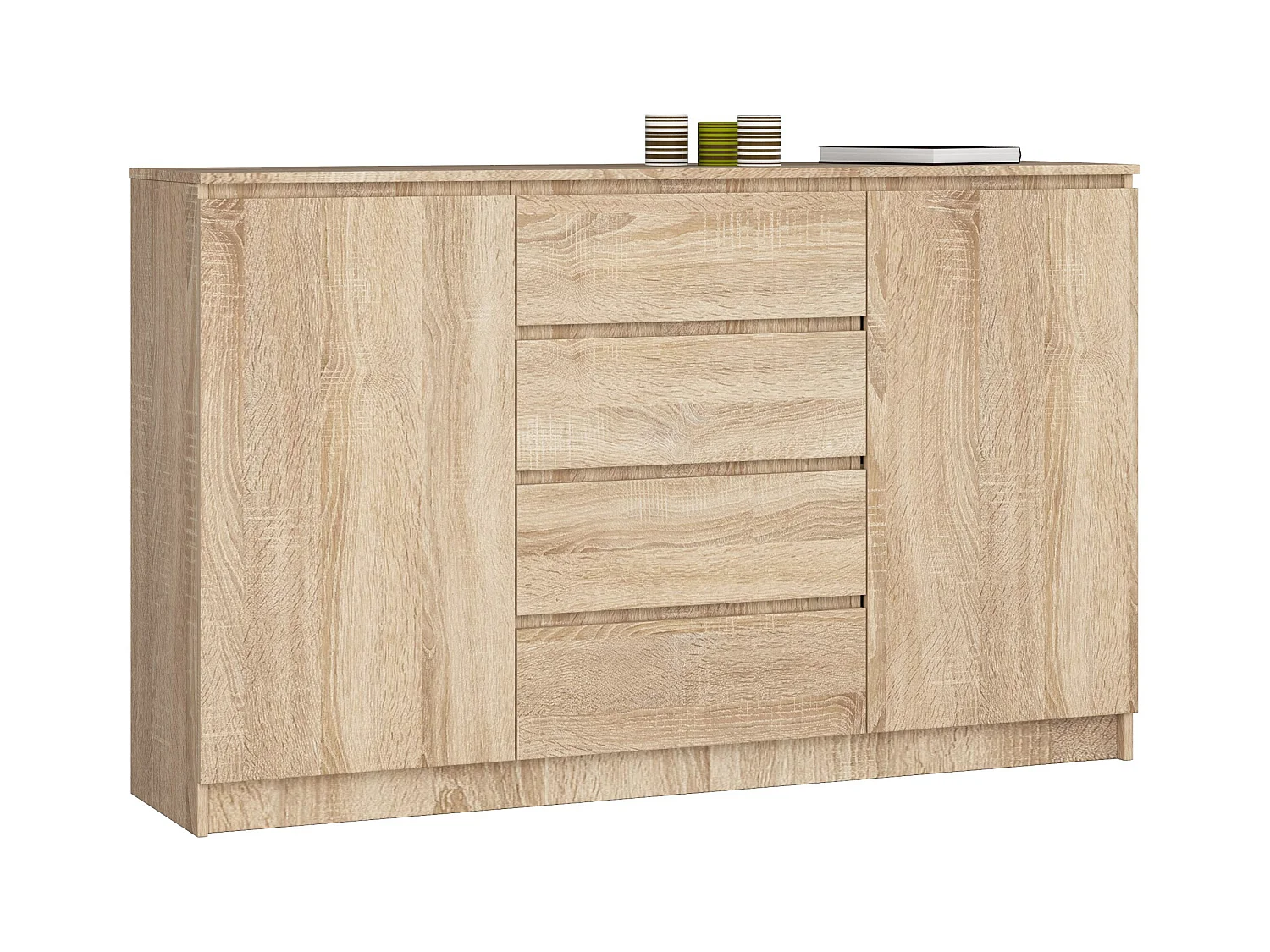 Cassettiera AKORD K160 Sonoma Quercia 160 cm 2 ante 4 cassetti 160x40x99 cm