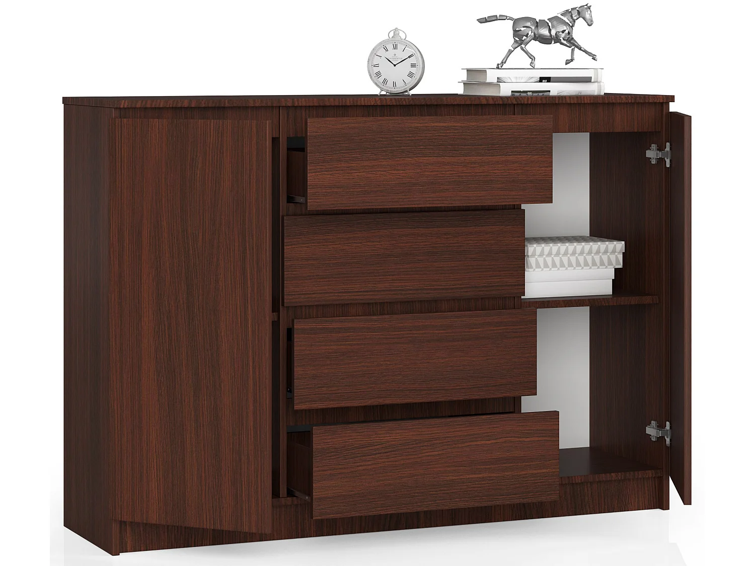 Kommode AKORD K140 Wenge 138 cm 2 Türen 4 Schubladen 4 Ebenen B138 x H99 x T40 cm