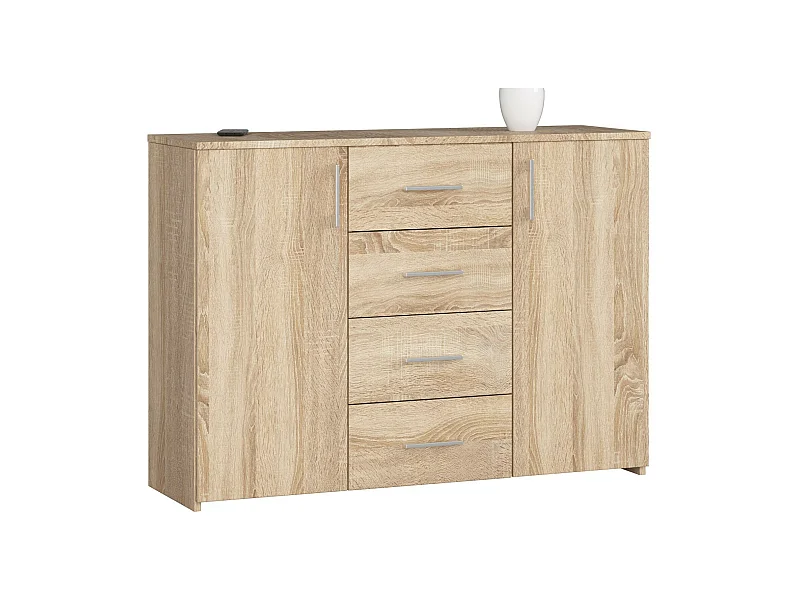 Kommode AKORD K45 Sonoma-Eiche 110 cm 2 Türen 4 Schubladen 4 Ebenen B110 x H80 x T35 cm